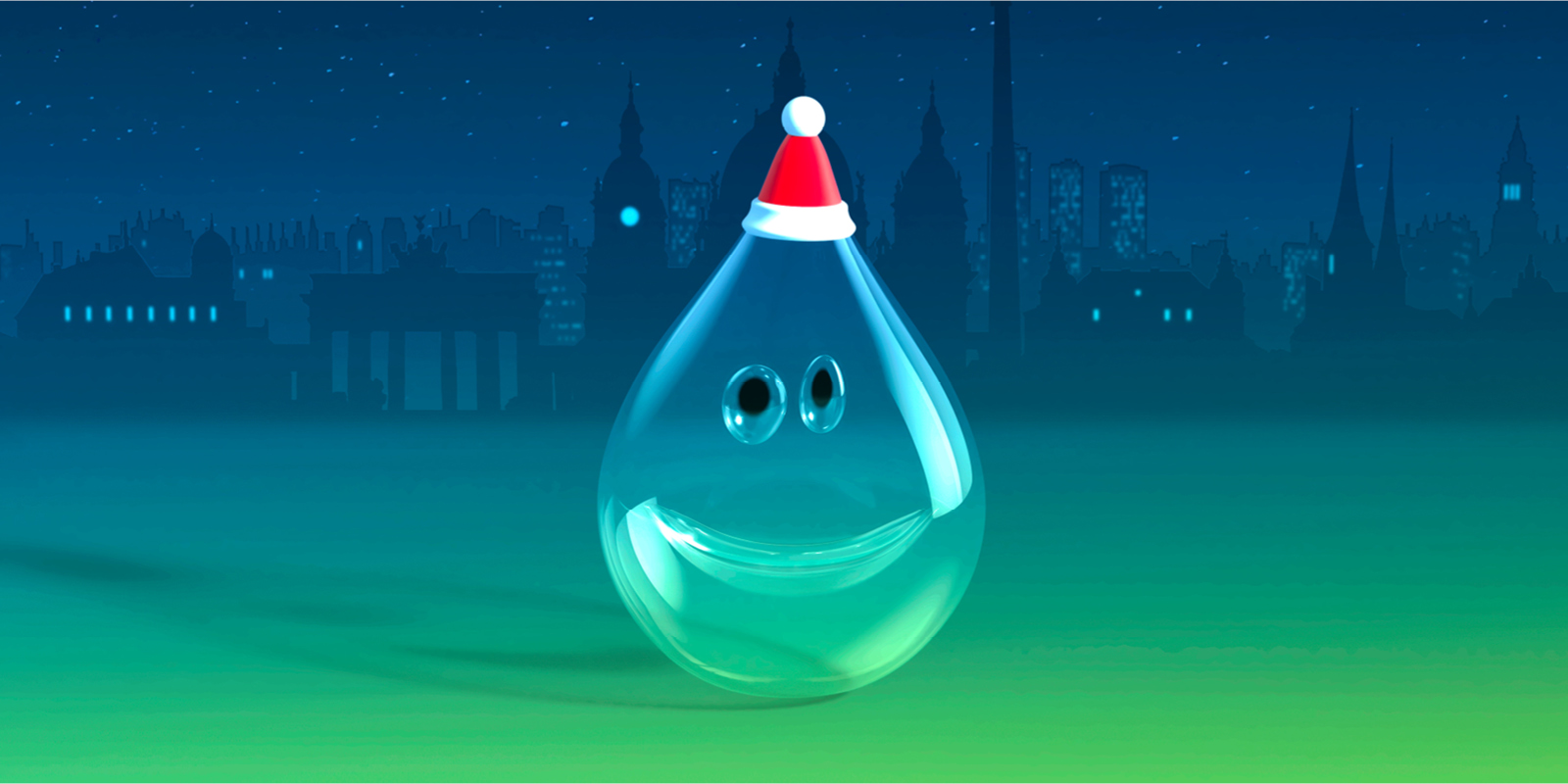 Wassertropfen wünscht frohe Weihnachten